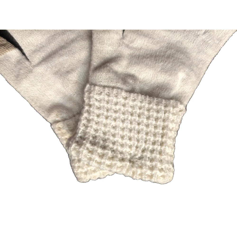 Style & Co. Ivory Cream Waffle-Knit Shimmer Gloves Sz One Size NWT
